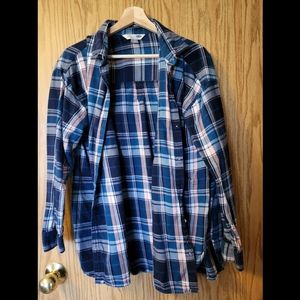 Ladies "Boyfriend Style" Plaid Button Down Shirt